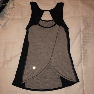 Black lululemon tank top with open back, size 2